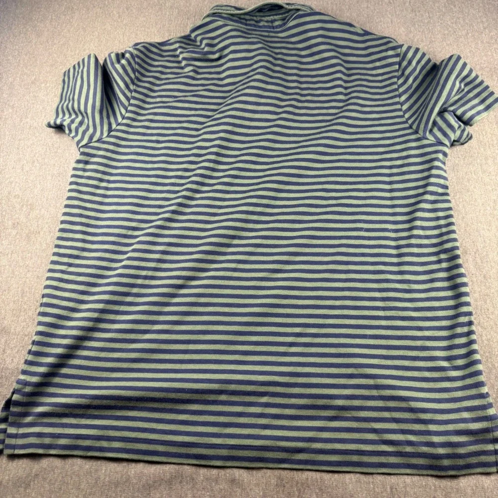 Polo Ralph Lauren Mens XL Pima Soft Touch Striped Polo Shirt Green Navy Blue